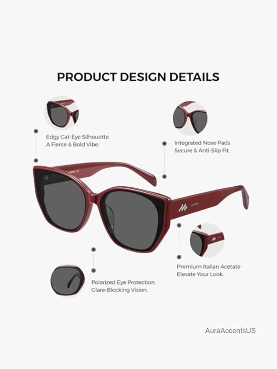 Cat-Eye Frame Sunglasses for Women Men Trendy Acetate main image 4